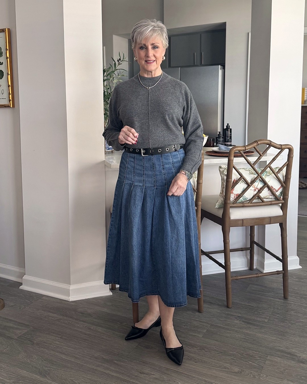 Paid partnership with Walmart.

Who says denim has to be casual? I'm pairing a beautiful cashmere sweater with a pleated denim skirt for a polished fall look that's equal parts classic and modern. Add your favorite boots, and you're ready for lunch, dinner, or a day around town.

These versatile fall finds are available on Walmart. Shop the outfit here!

#WalmartPartner @WalmartStyle