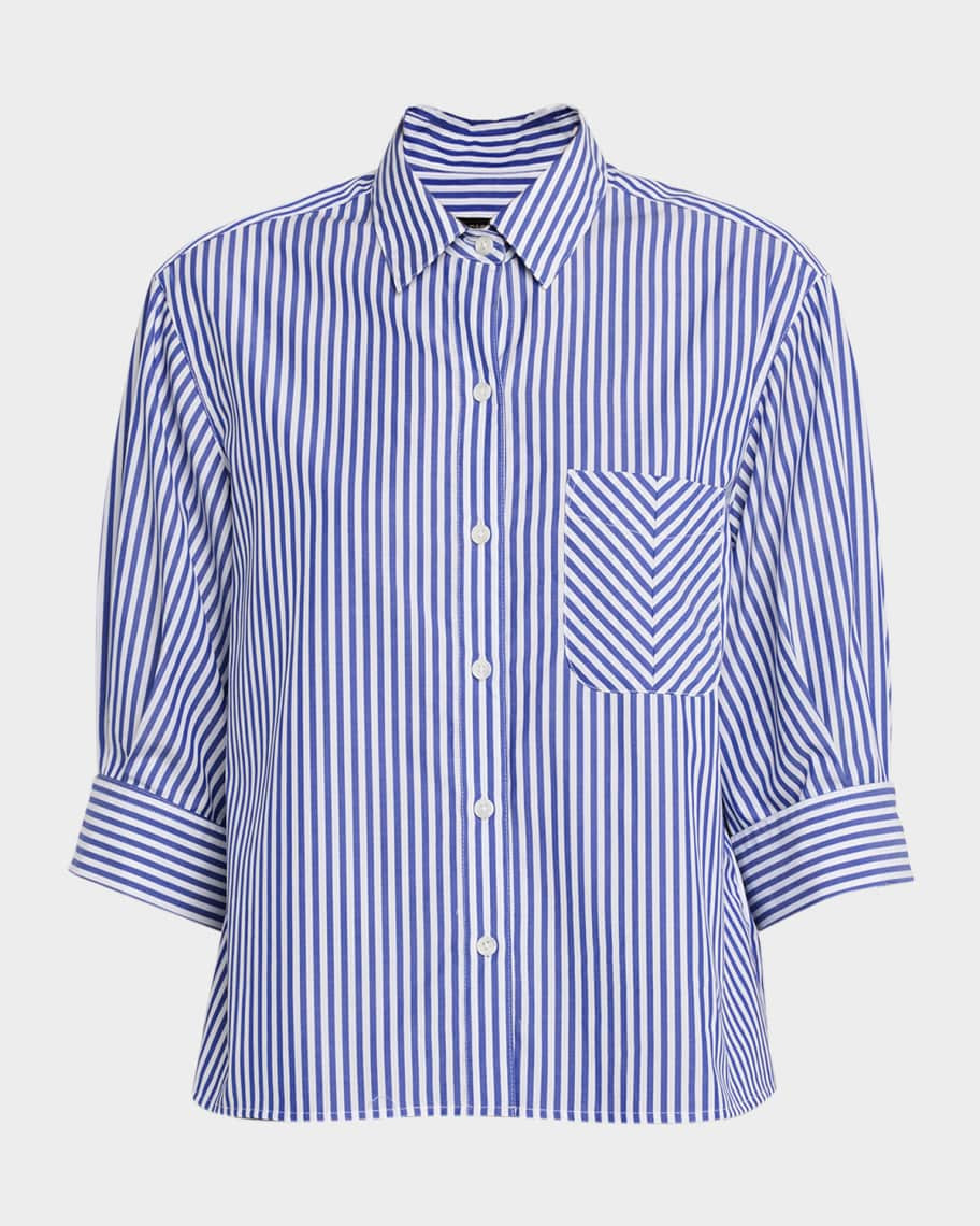 Lucia Stripe Poplin Shirt | Neiman Marcus