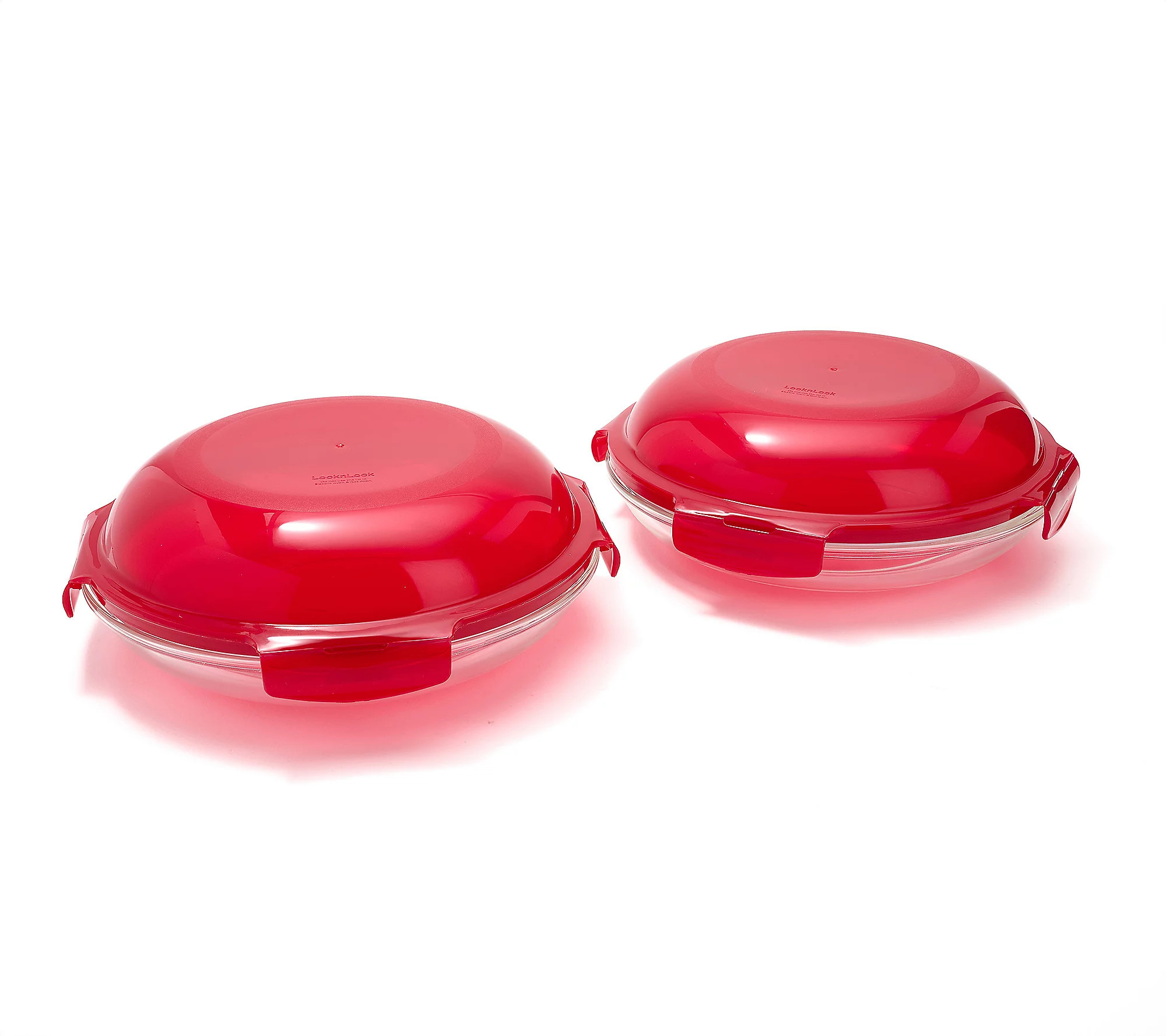 LocknLock Set of (2) 4-Cup Glass Plates w/ Domed Lids | QVC