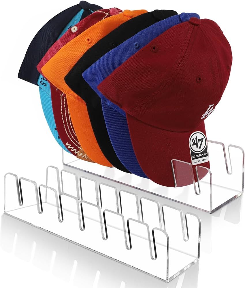 Hat Stand for Baseball Caps Display and Storage,Hat Organizer for 14 Baseball Caps,2 Pcs Acrylic ... | Amazon (US)