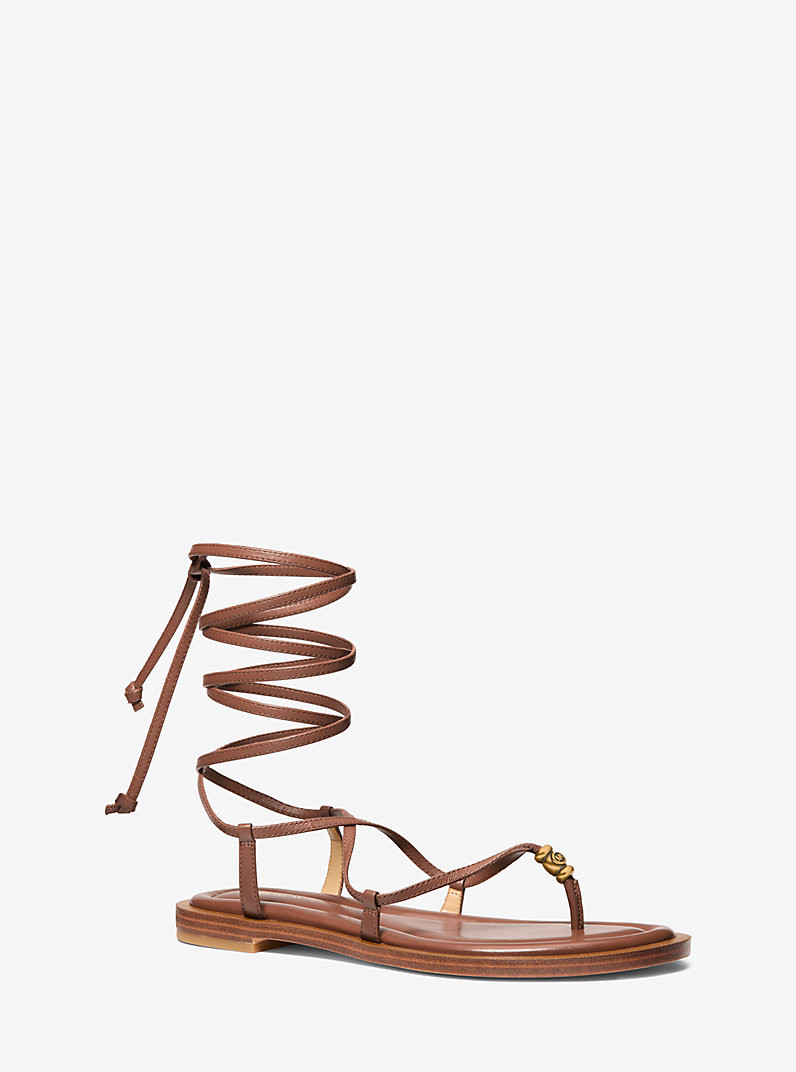 Khloe Embellished Leather Lace-Up Sandal | Michael Kors US