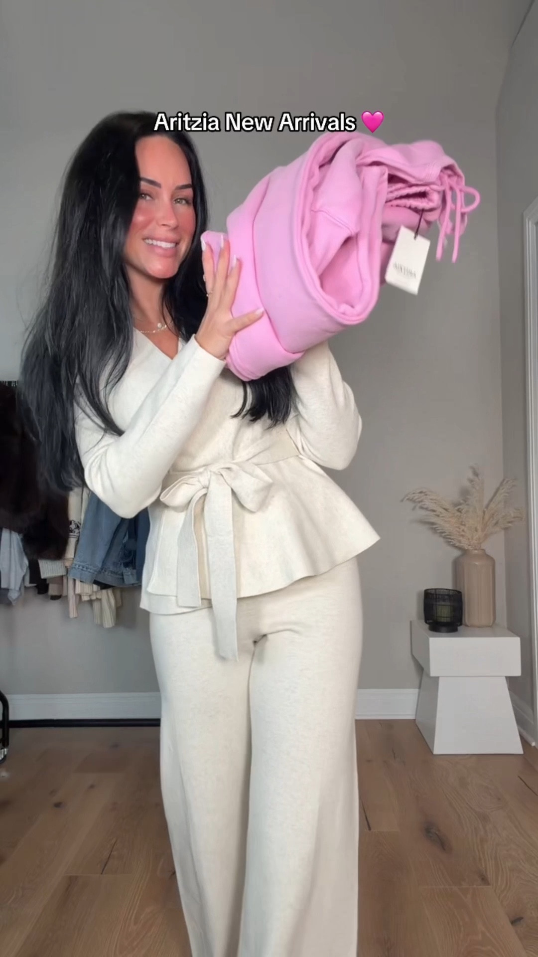 Sharing a few new Aritzia arrivals I recently picked up 🤍 

Obsessed with how chic this tie-front top is would look so cute with denim too And can we talk about this pink?! The perfect cozy lounge set for Valentine’s Day 😍 I will have these 🔗 on my LTK in the @Aritzia section! 

My sizing 5’7, 145lbs, 32dd
I’m wearing size smalls, size small tall pants 

#LTKootd #LTKU #LTKgrwm