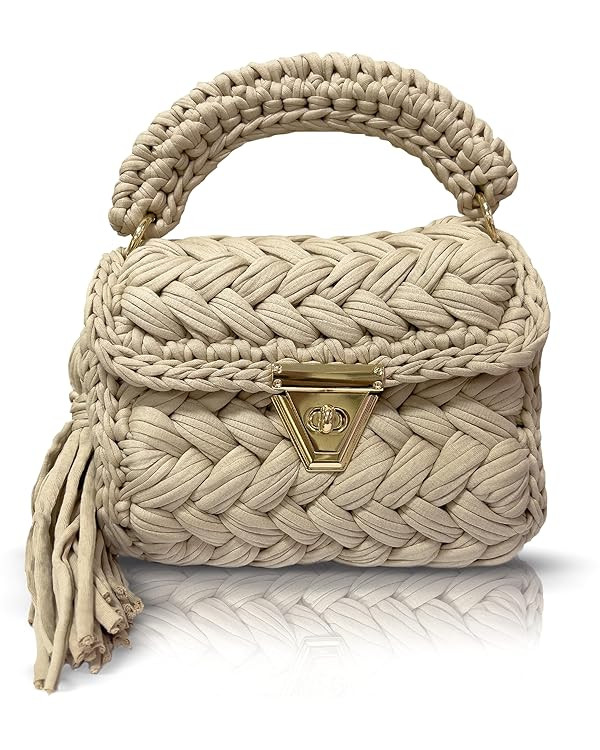 CHQEL Evening Clutch Bag for Women, Handmade Crochet Wedding Party Purse, Small Flap Formal Cross... | Amazon (US)