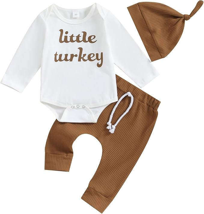 Lamuusaa Thanksgiving Baby Boy Outfit My 1st Thanksgiving Romper Onesie Turkey Long Pants Hat Fal... | Amazon (US)