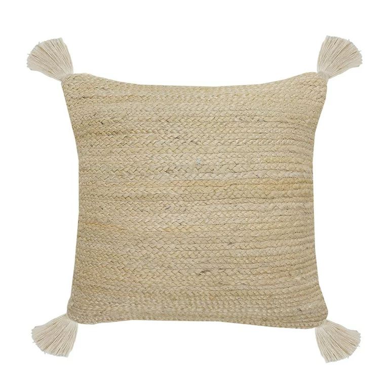 Ox Bay 20" x 20" Hand-Woven Tan Solid Organic Jute Pillow Cover | Walmart (US)