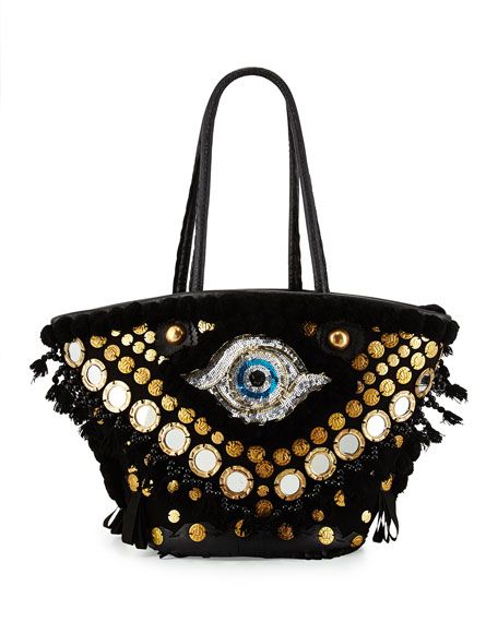 Tuk Tuk Medium Evil-Eye Tote Bag, Black | Bergdorf Goodman