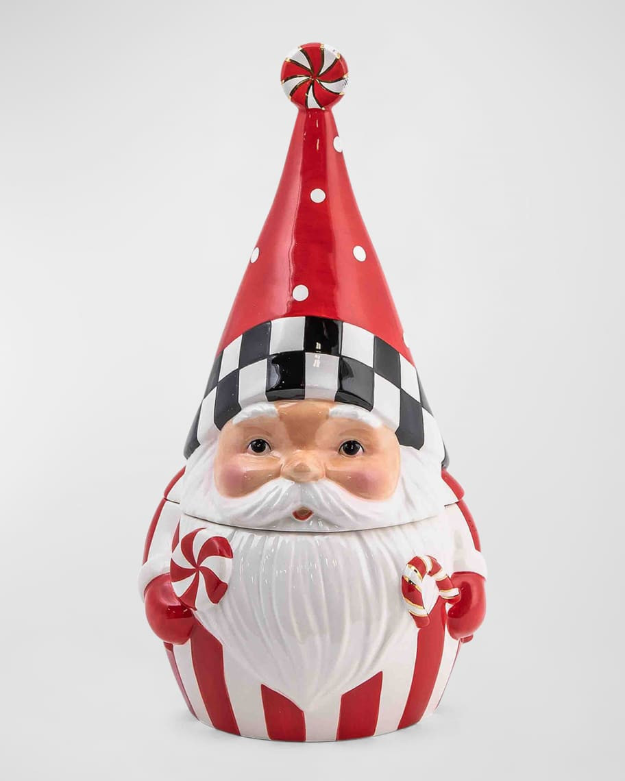 MacKenzie-Childs Peppermint Santa Cookie Jar | Neiman Marcus