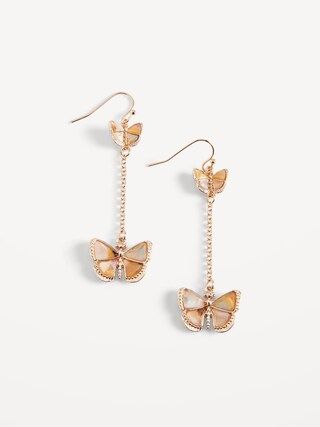 Gold-Plated Butterfly Chain-Link Dangling Earrings for Women | Old Navy (US)