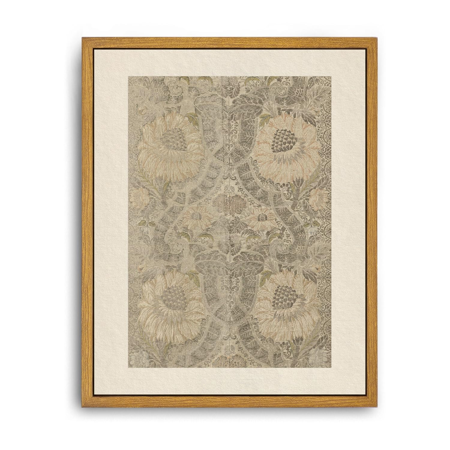 Roslynity Framed Canvas Wall Art Vintage Print Paintings Neutral Tapestry Textile Antique Peonies... | Amazon (US)
