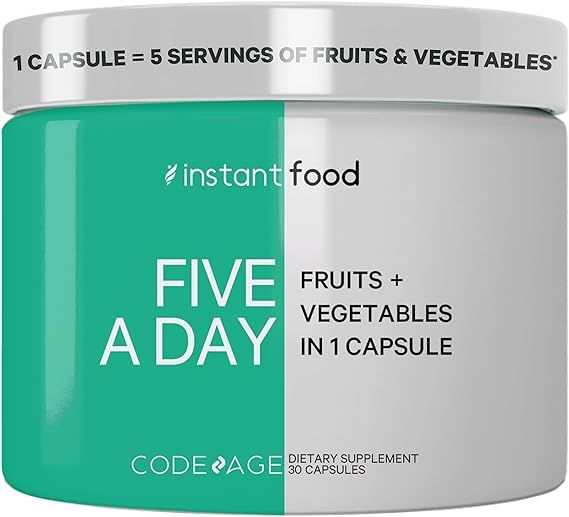 Codeage 5 Servings of Fruits & Veggies Equivalent in 1 Single Capsule, Whole Food Non-GMO, 15 Gre... | Amazon (US)