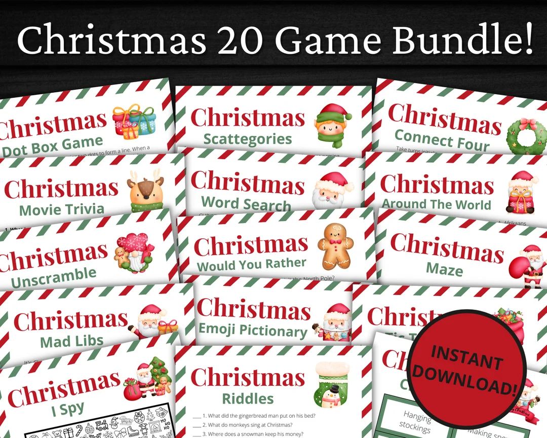 Christmas Game Bundle | Printable Christmas Games For Kids and Adults | Holiday Party Games and A... | Etsy (US)