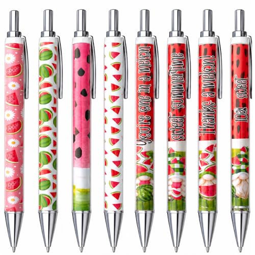 8PC Watermelon Pens Fun Cool Summer Tropical Black Ink Kawaii Fruity Party Treats Decorations Cute Office Fruit Themed Writing Journaling Pen Bulk Gifts For Woman Teachers Nurses Stationery Lovers | Amazon (US)