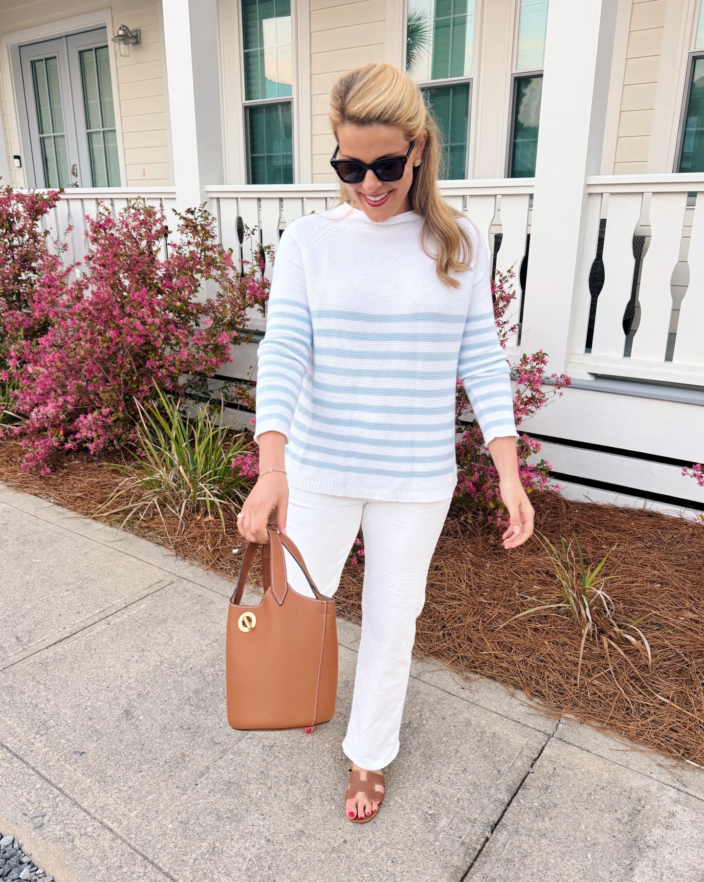 Sometimes the simplest outfits are the best! If you’d like outfit details, you can comment SUN and I’ll send them over ☀️🌊🍹Swipe to see one of the drinks I have been enjoying… like a piña colada but there is an added ingredient that makes it even better! #classicstyle #grandmillenial #grandmillennialstyle #pittsburghinfluencer