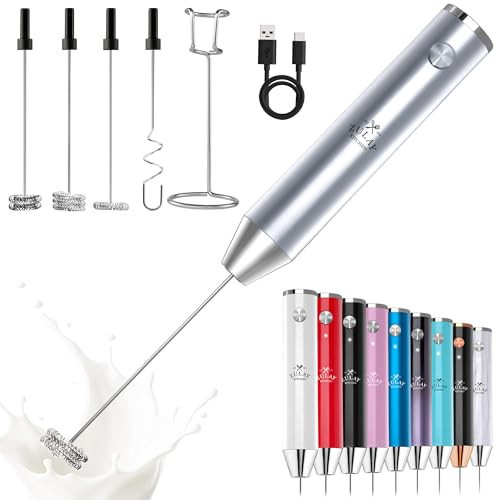 Zulay Kitchen Lux Rechargeable Milk Frother Handheld, 4 Included Whisks - Powerful 2-Speed Motor, Fully Waterproof, 2000mAh Battery - Drink Mixer For Latte, Cappuccino, Matcha, Protein Powder | Amazon (US)