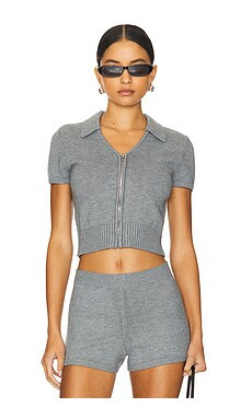 GUIZIO Calesia Zip-up Top in Heather Grey from Revolve.com | Revolve Clothing (Global)