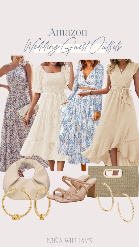 Amazon Wedding Guest Outfits! Spring Dresses - maxi floral dress - neutral clutch - neutral dress - summer sandals 

#LTKstyletip #LTKfindsunder100 #LTKwedding