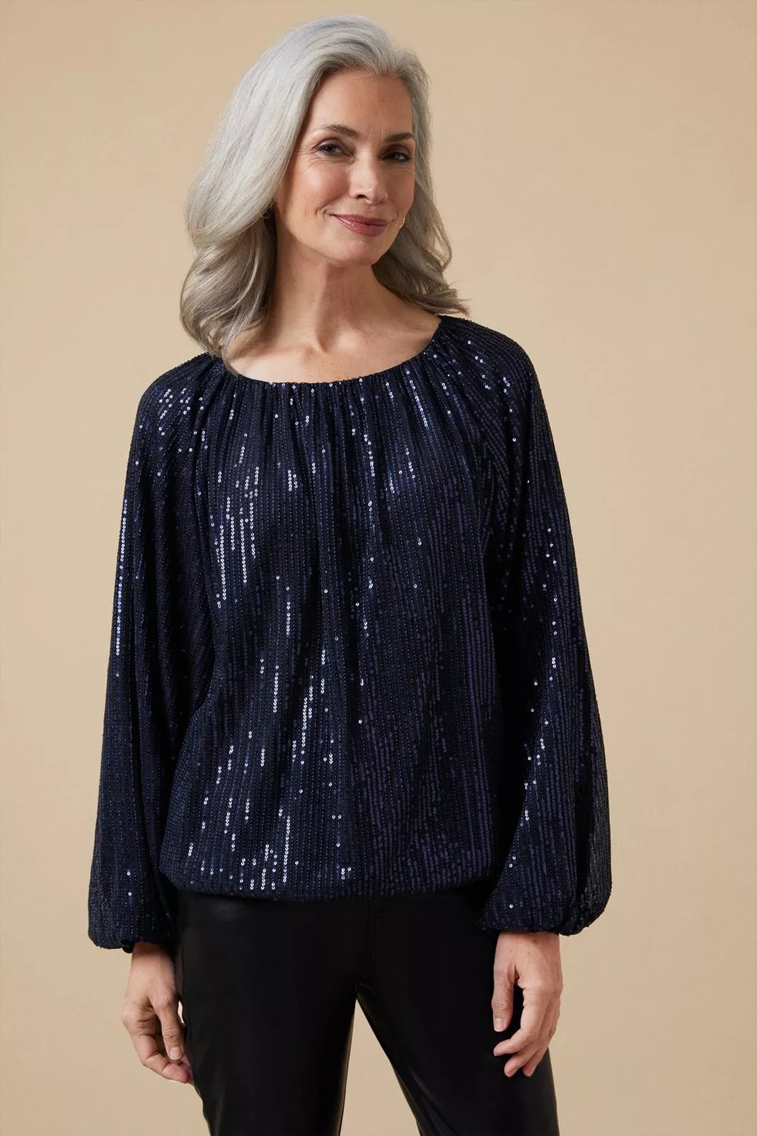 Sequin Gathered Detail Top | Wallis UK