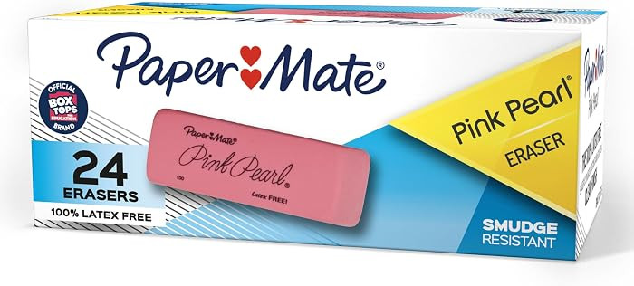 Paper Mate Pink Pearl Erasers, Medium, 24 Count - Back to School, Classroom, Teacher Supplies | Amazon (US)