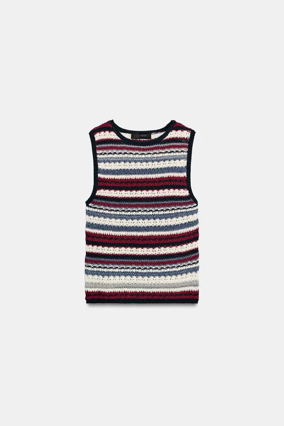 Round neck, sleeveless top. | Zara US