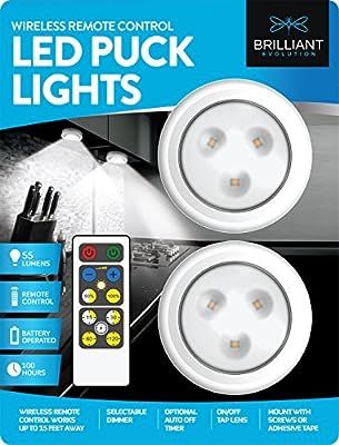 Brilliant Evolution Wireless Remote Control LED Puck Light 2 Pack | LED Under Cabinet Lighting | ... | Amazon (US)