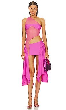 Sketch-Y X Revolve Tricot Mesh Dress in Bubble Gum Pink from Revolve.com | Revolve Clothing (Global)