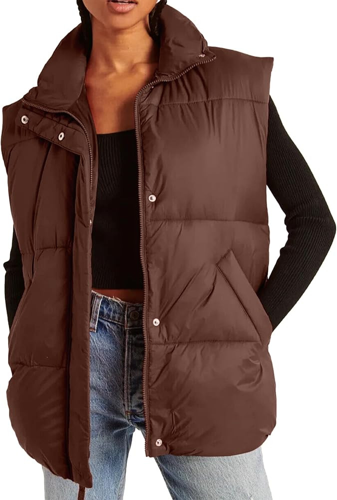 Songling Womens Oversized Puffer Vest Stand Collar Full Zip Sleeveless Bubble Puffer Vest Quilted... | Amazon (US)