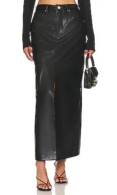 BLANKNYC Leather Midi Skirt in Night Talk from Revolve.com | Revolve Clothing (Global)