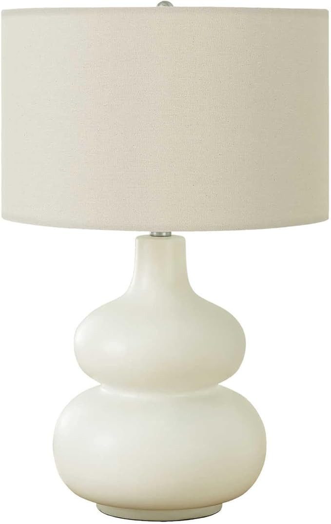 Contemporary Table Lamp with Ivory Linen Shade and Cream Ceramic Base, 25 inches Height, for Livi... | Amazon (US)