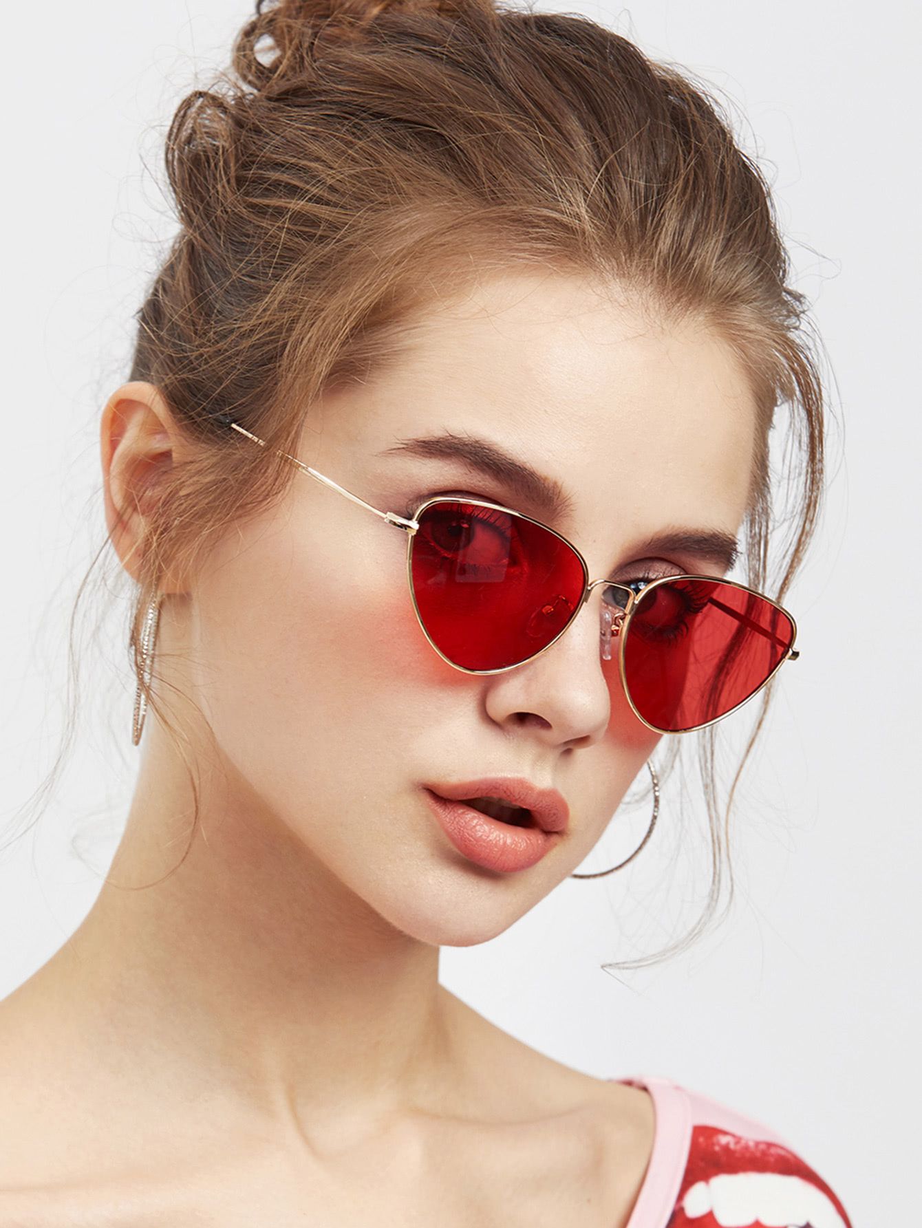 Oval Shaped Flat Lens Sunglasses | SHEIN