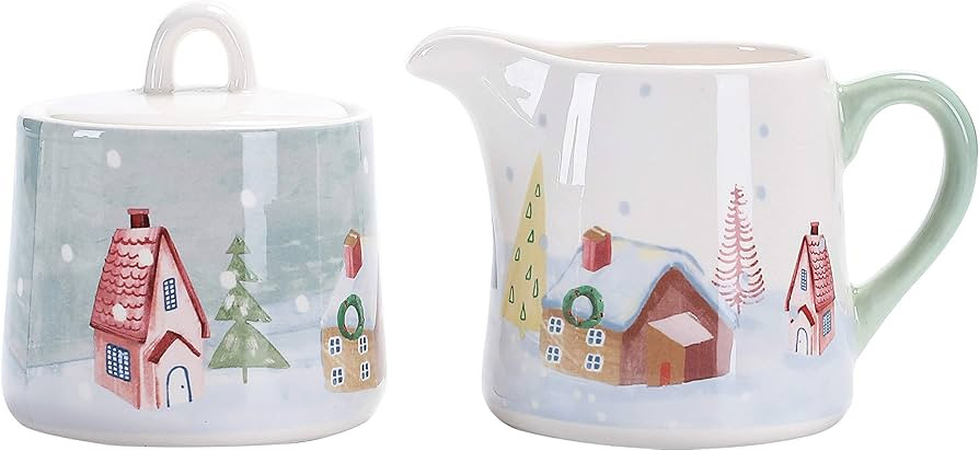 Bico Nordic Village Ceramic Sugar and Cream Set, Dishwasher Safe | Amazon (US)