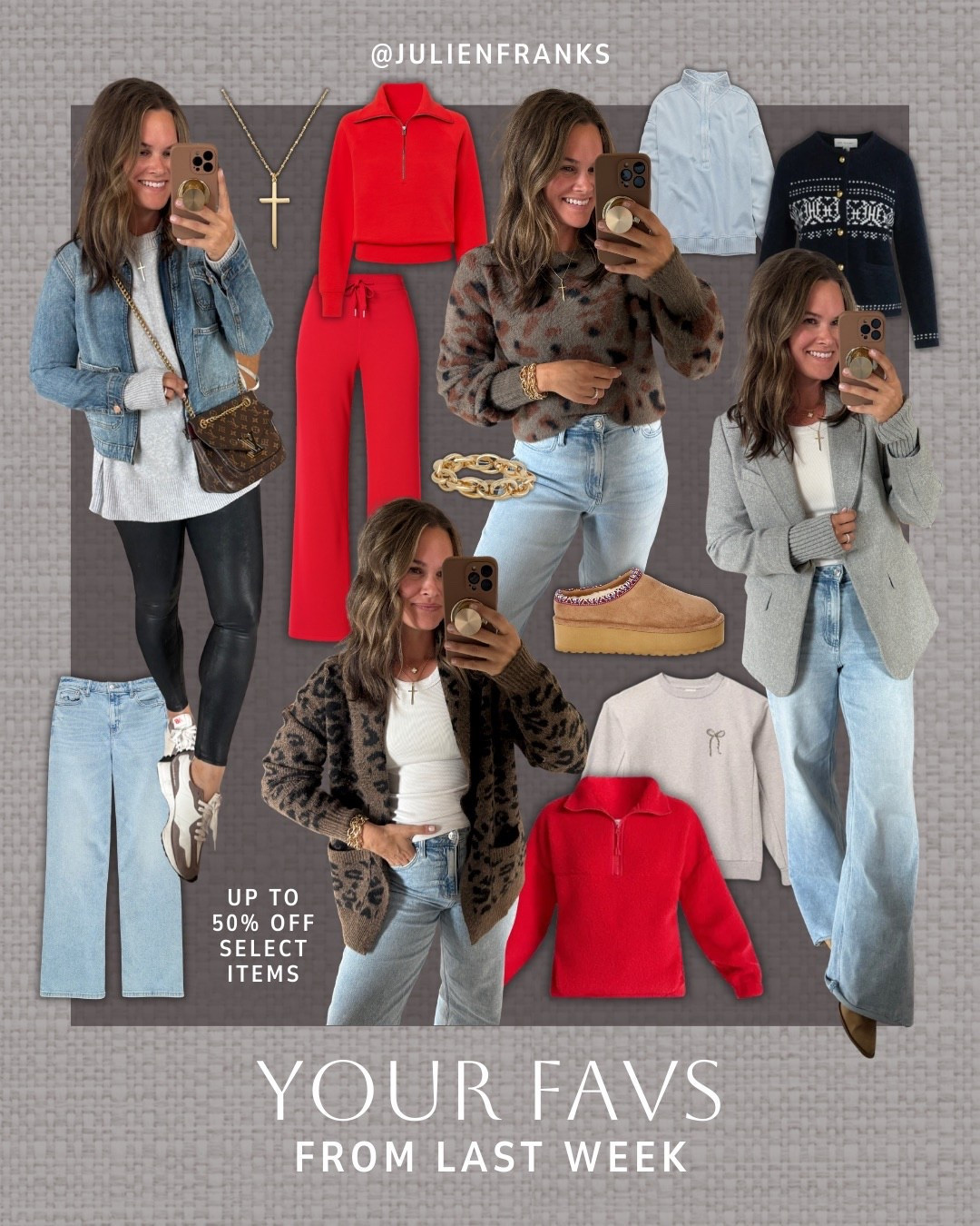 Your favs from last week! ✨ I love these staple pieces for everyday casual outfits that still look put together. You can still get up to 50% off some of these pieces, like my go-to faux leather leggings from Spanx!

#walmartfinds #targetfinds #spanx #amazonfinds #platformmules #casualoutfits #winteroutfits #salealert #fauxleather #denim #styleinspo

#LTKSeasonal #LTKHoliday #LTKFindsUnder50