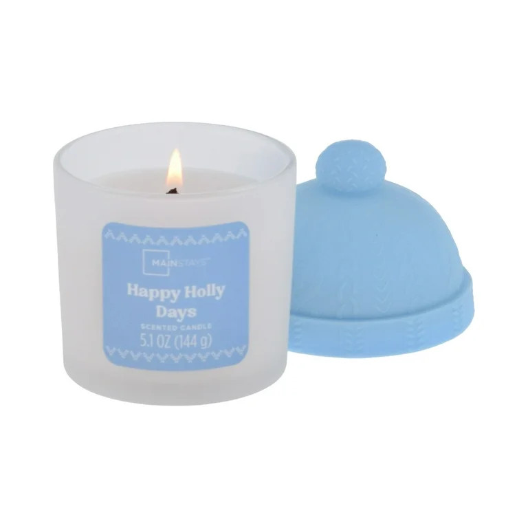 Mainstays 1-Wick Beanie Lid Scented Jar Candle, Happy Holly Days, 5.1oz. | Walmart (US)