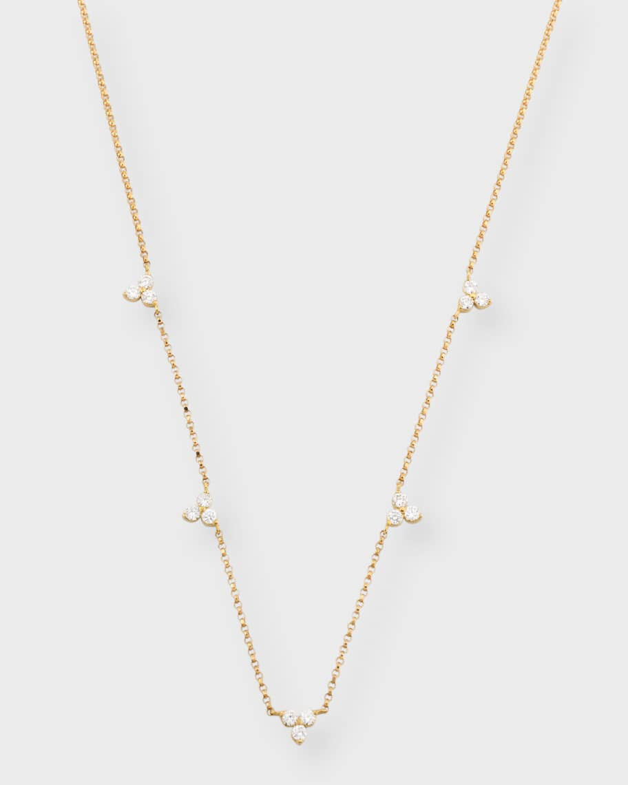 Roberto Coin 3-Diamond Cluster 5-Station Necklace | Neiman Marcus