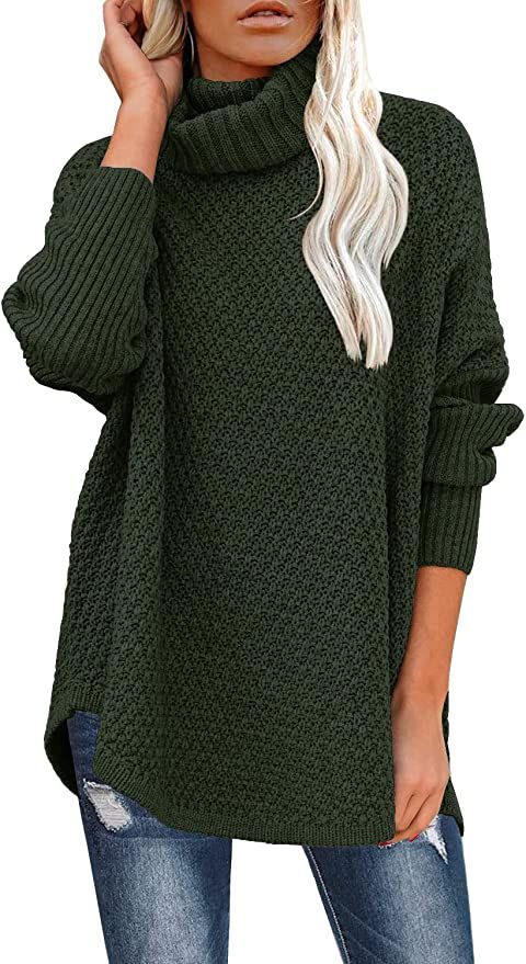 DOROSE Women's Oversized Turtleneck Long Sleeve Casual Pullover Knit Tunic Sweater | Amazon (US)