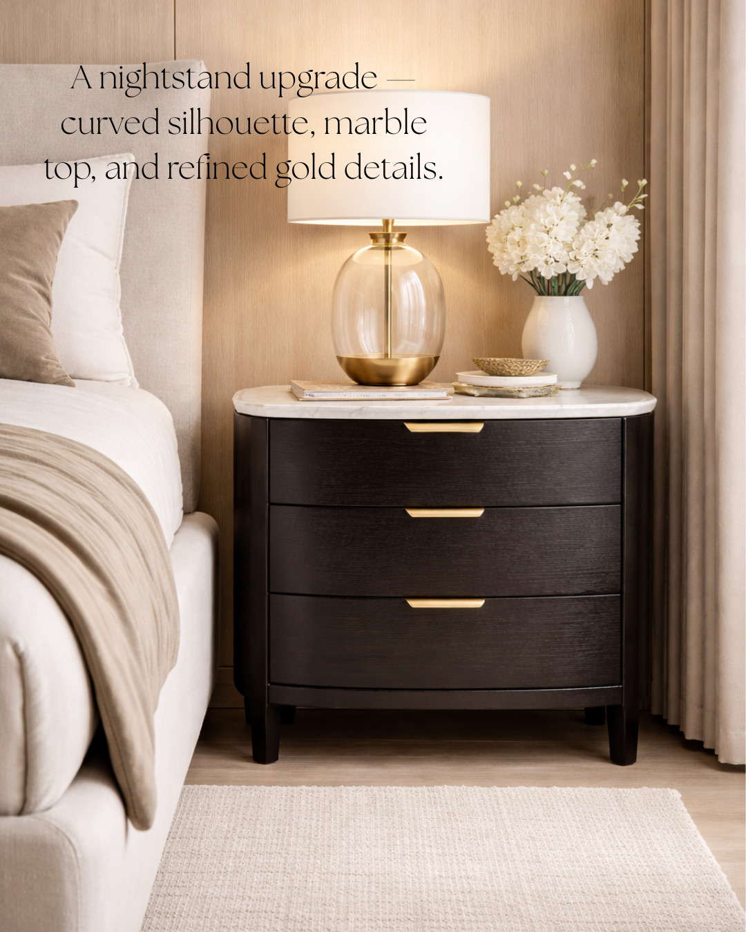 CURVED MARBLE-TOP NIGHTSTAND — ELEVATED & REFINED! The RICH WOOD FINISH paired with a CRISP MARBLE TOP and GOLD HARDWARE creates an instant designer look. The perfect luxe upgrade for a CALM, MODERN bedroom.

#Amazon #TheHillaryStyle #AmazonHome #Nightstand #BedroomRefresh #MarbleTop #ModernBedroom #LuxuryForLess #DesignerLookForLess #HomeUpgrade 

 #LTKU #LTKOver40 #LTKHome