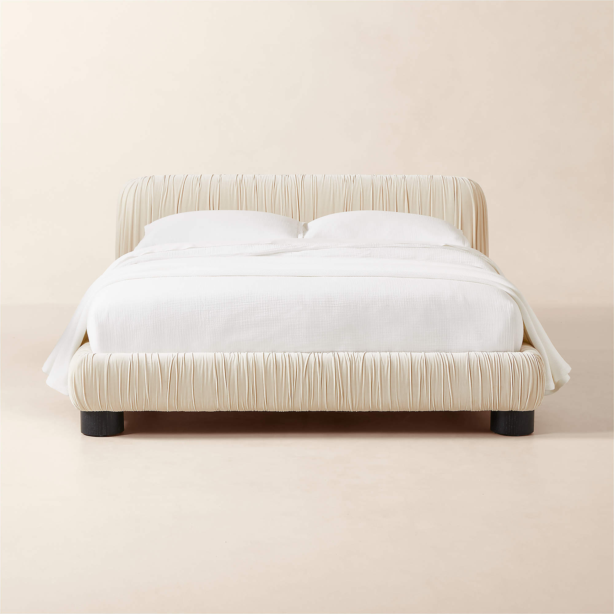 Cantar Warm Grey Velvet Upholstered Queen Bed + Reviews | CB2 | CB2