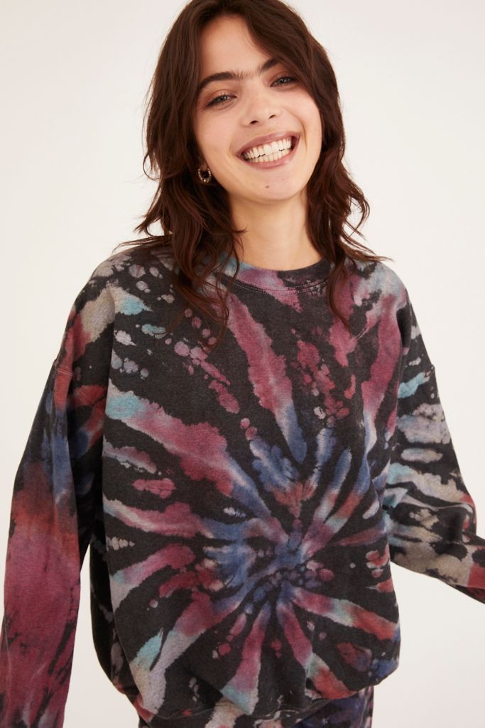 Urban Renewal Recycled Rainbow Crackle Tie-Dye Sweatshirt | Urban Outfitters (US and RoW)