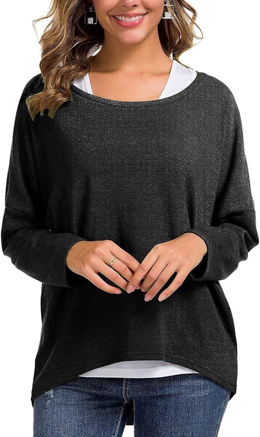 UGET Women's Oversized Baggy Tops Loose Fitting Pullover Casual Blouse T-Shirt Sweater Batwing Sl... | Amazon (US)