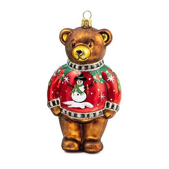 Glass Ornament - Ugly Sweater Bear | MacKenzie-Childs