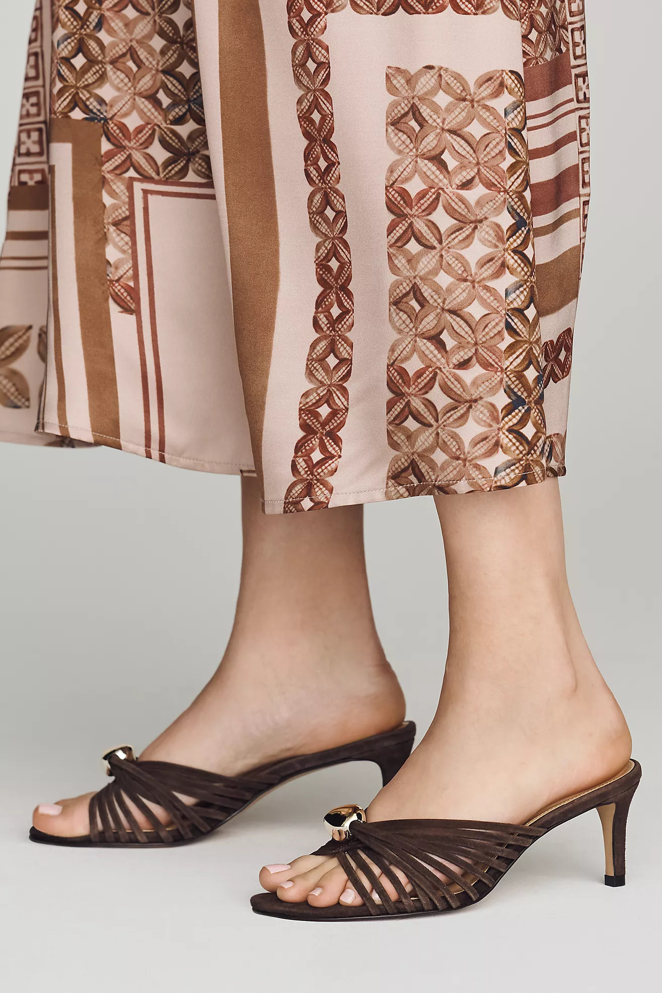By Anthropologie Strappy Metallic Kitten Heel Sandals | Anthropologie (US)