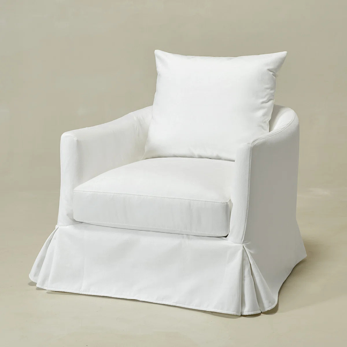 32" Wide Down Fill Upholstered Slipcovered Swivel Barrel Armchair | Wayfair North America