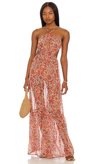 Tierra Maxi Dress in Peach Leopard Floral | Revolve Clothing (Global)