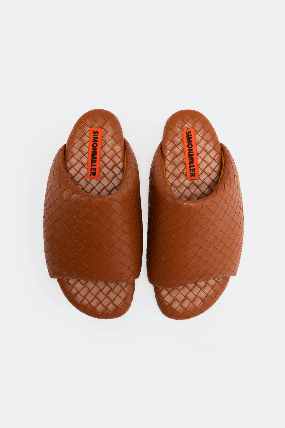 Woven Bubble Slide in Chestnut Vegan Leather | SIMONMILLER | Simon Miller