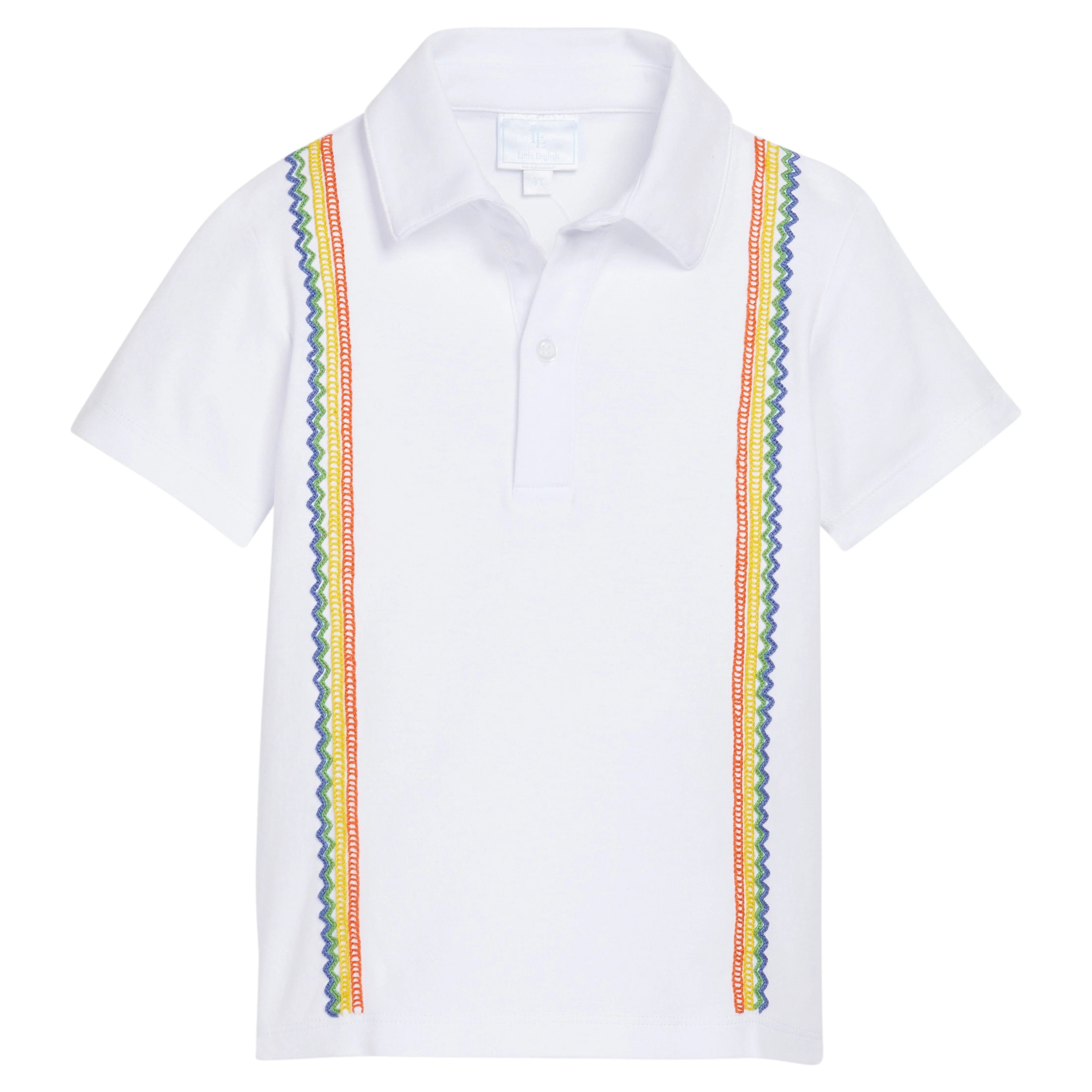 Embroidered Short Sleeve Polo - White | Little English