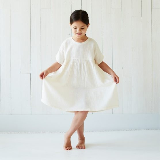 HART + LAND Toddler/Big Kid Organic Solid Muslin Dress | The Tot