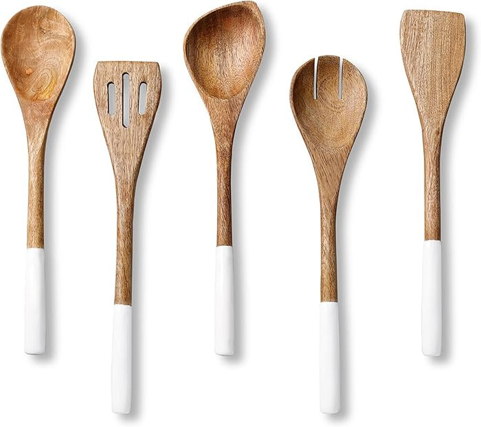 Folkulture Wooden Spoons for Cooking | 12" Premium Acacia Wooden Utensil Set of 5 - Smooth Finish... | Amazon (US)