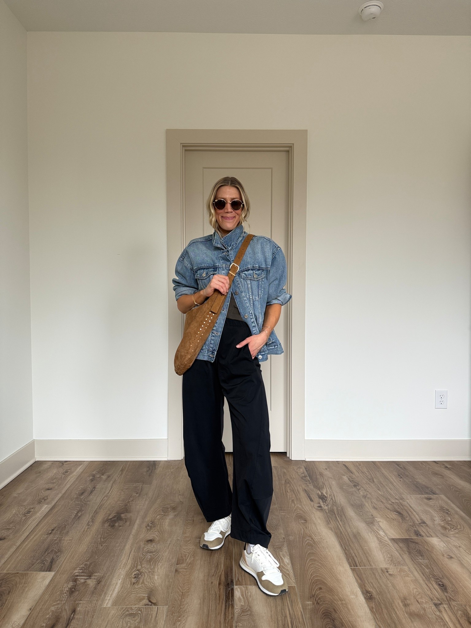 Wearing 4 pants (sized up one), small tee (unisex), medium denim jacket, sneakers tts

#LTKgrwm #LTKootd #LTKOver40