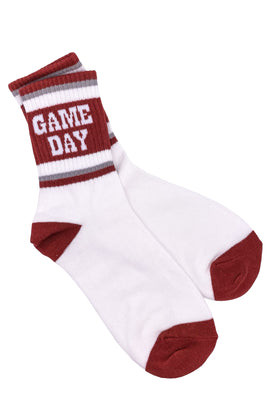 Game Day Socks - Burgundy/White - SALE | The Willow Tree