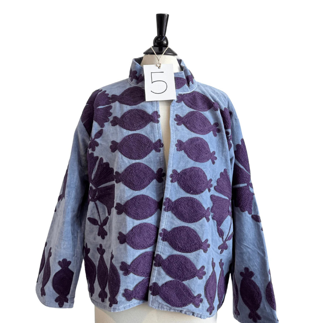 Embroidered Velvet Jacket Blue + Purple | INK+ALLOY