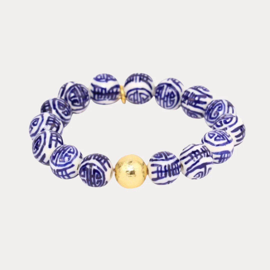 Porcelain Beaded Bracelet - Double Health & Luck | BuDhaGirl